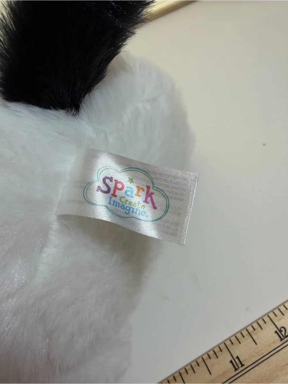Spark Create Imagine Plush Cow - White & Black. Rattle and sensory ears
